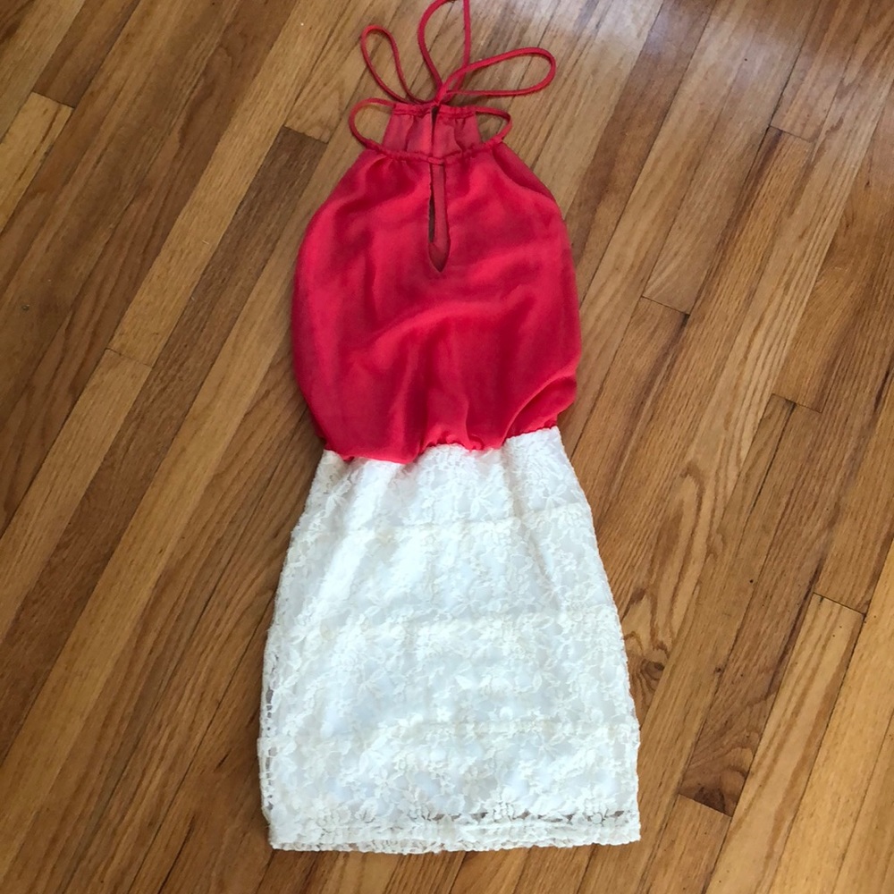 Pink and white spring dress